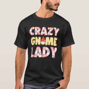 T-shirt Dame Gnome Folle Avec Miniature De Jardin Elfique