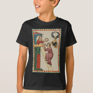 T-shirt Dame offrant un cadeau à un prétendant, 14e siècle
