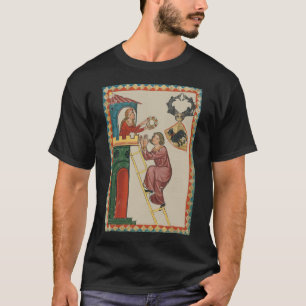T-shirt Dame offrant un cadeau à un prétendant, 14e siècle
