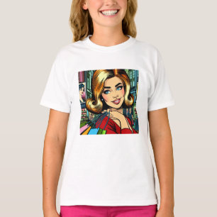T-shirt Dame Rétro avec Sacs de Courses Milieu de Siècle
