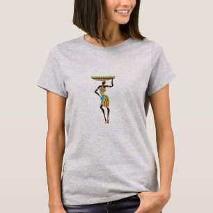 T-shirt Dame tribale africaine avec l'art tribal corbeille