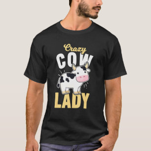 T-shirt Dame Vache Folle Agricultrice Boucher Et Trayeuse