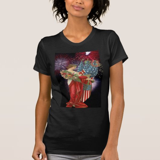 T-shirt Dame vintage et feux d'artifice (Devant)