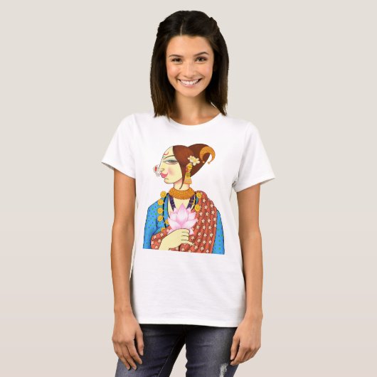 T-SHIRT DAME WITH LOTUS - CONCEPTION INDIENNE ETHNIQUE (Devant entier)
