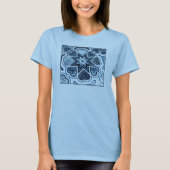 T-shirt Dames Blue Folk Art Heart (Devant)