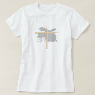 T-shirt Dames chrétiennes de croix de bâton de tambour d