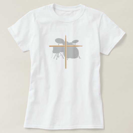 T-shirt Dames chrétiennes de croix de bâton de tambour de (Design devant)