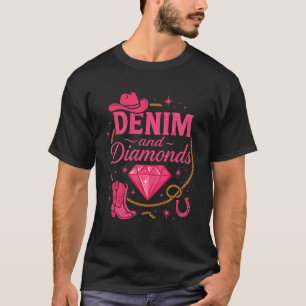 T-shirt Dames Country Western Denim et Diamants Jeans Nous