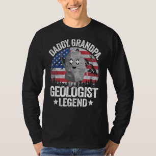 T-shirt Dames Daddy Grandpa Geologist Legend American Flag