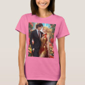 T-shirt dames, imprimé amour couple (Devant)