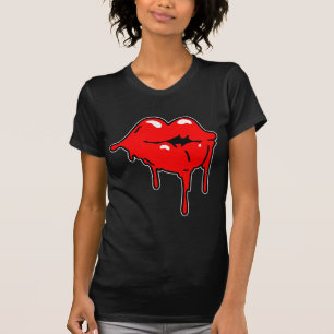 T-shirt Dames Twofer d'égouttement de lèvres pur (adapt