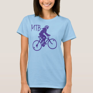 T-shirt Dames VTT MTB design en violet/blanc