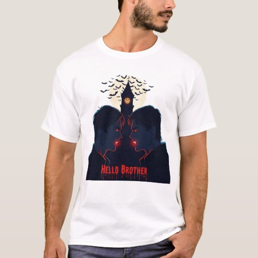 T-shirt Damon et Stefan Salvatore Art gothique d'Halloween (Devant)