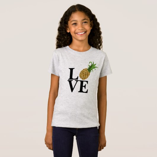 T-shirt d'amour de l'ananas de la fille (Devant entier)