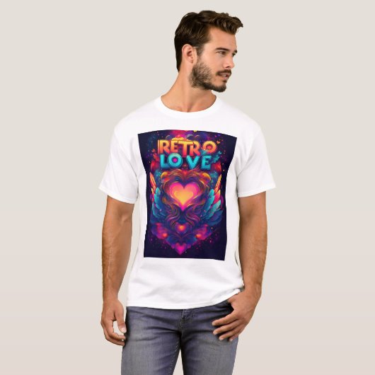T-shirt d'amour rétro (Devant entier)