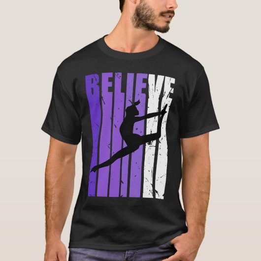 T-shirt Dance Believe Silhouette Colorful Purple Leaping (Devant)