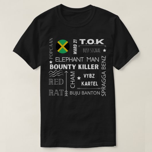 T-shirt Dancehall Reggae Artiste Texte Blanc Design Classi (Design devant)