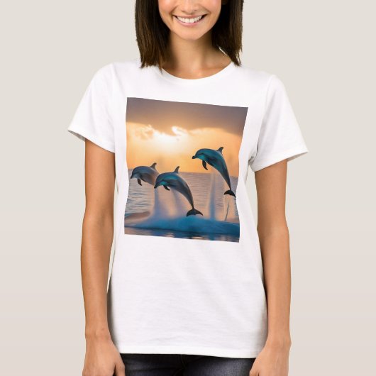 T-shirt Dancing in the Dusk: Three Dolphins Leaping  (Devant)