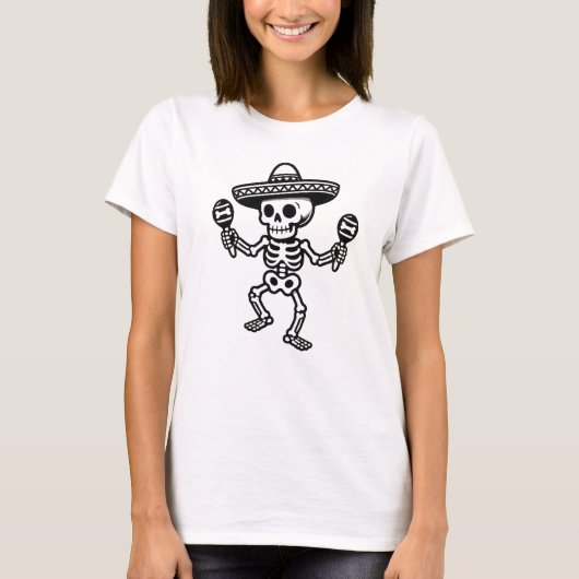 T-shirt Dancing Mexican Skeleton (Devant)