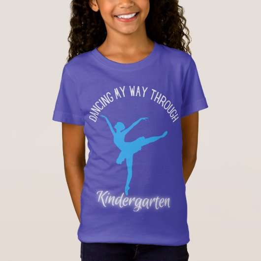 T-Shirt Dancing My Way Through Kindergarten Blue and White (Devant)