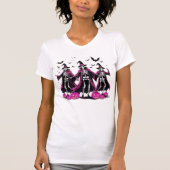 T-shirt Dancing Pink Skeleton Halloween Witch (Devant)