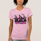 T-shirt Dancing Pink Skeleton Halloween Witch (Devant)