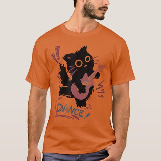 T-shirt Dancing Rock Cat Electric Guitar Funny Cat Music B (Devant)
