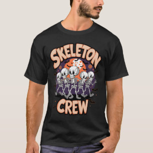 T-shirt Dancing Skeleton Crew Halloween Party Amusant Éffr