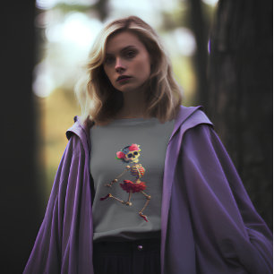 T-shirt Dancing Skeleton Floral Wreath