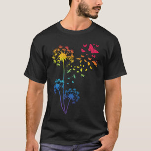 T-shirt Dandelion Arc-en-ciel libellule Breathe Flower But