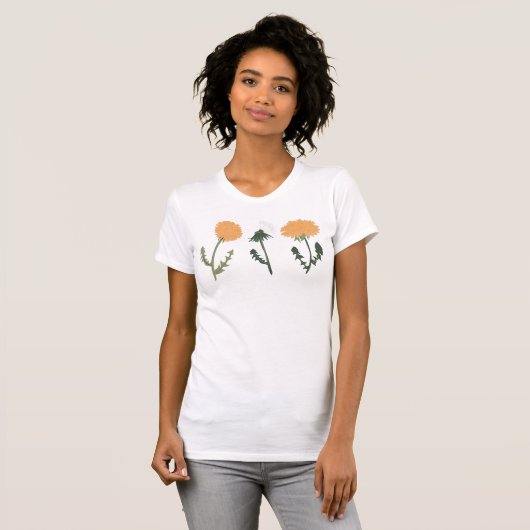 T-shirt Dandelion Fleurs Orange Floral Motif (Devant entier)