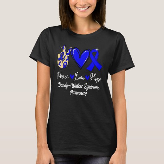 T-shirt Dandy Walker Syndrome Awareness Peace Love Hope Bl (Devant)