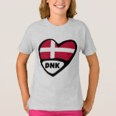 T-shirt Danemark Code Pays Drapeau Insigne Coeur Pin, DNK (Devant)