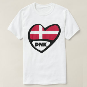 T-shirt Danemark Code Pays Drapeau Insigne Coeur Pin, DNK