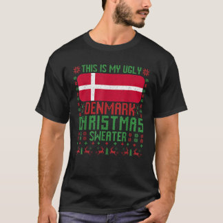 T-shirt Danemark Douleur de Noël moche Danemark Drapeau po