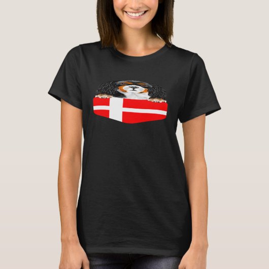 T-shirt Danemark Drapeau Cavalier Le Roi Charles Spaniel C (Devant)