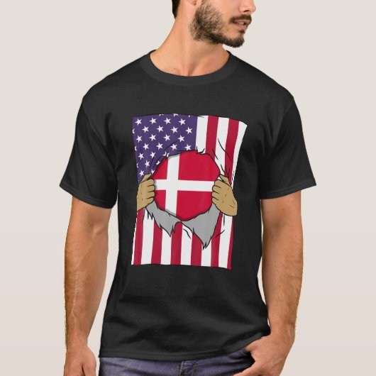 T-shirt Danemark Drapeau Sang intérieur de moi Accueil Fie (Devant)