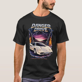 T-shirt Danger Drive – Full Speed in Hell Retro 80s Superc