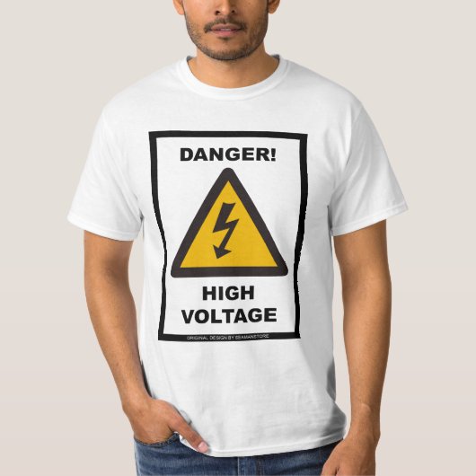 T-shirt Danger ! Haute tension - blanc (Devant)