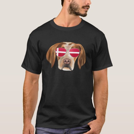 T-shirt Danish Flag Brittany Dog Denmark Pocket (Devant)