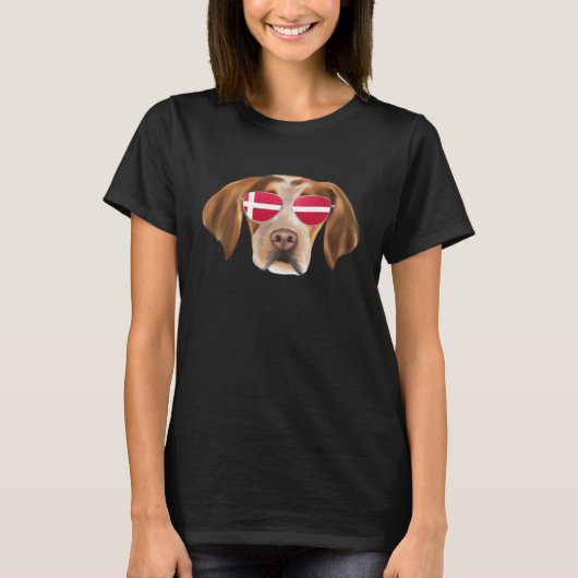 T-shirt Danish Flag Brittany Dog Denmark Pocket (Devant)