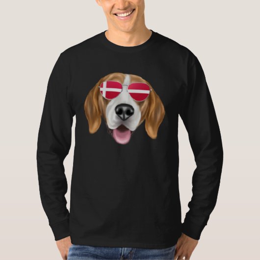 T-shirt Danish Flag Harrier Dog Denmark Pocket (Devant)