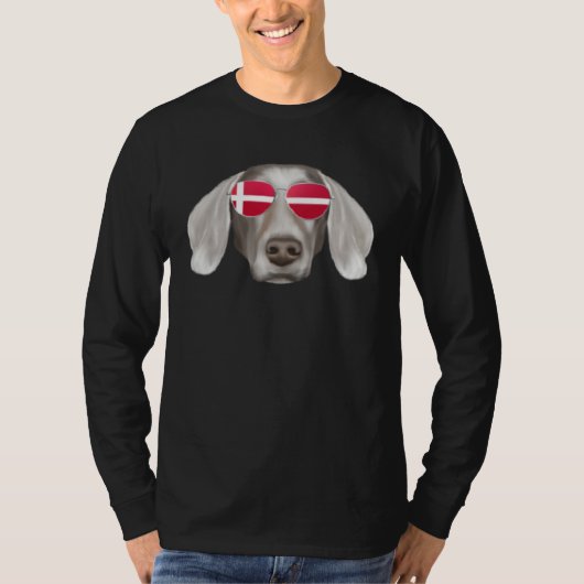 T-shirt Danish Flag Weimaraner Dog Denmark Pocket (Devant)