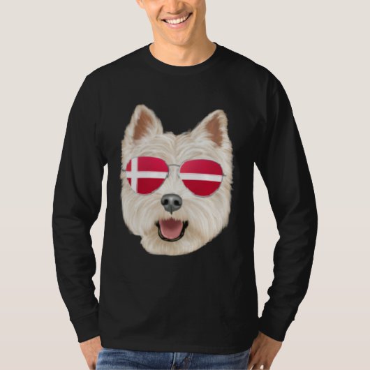T-shirt Danish Flag West Highland White Terrier Dog Denmar (Devant)