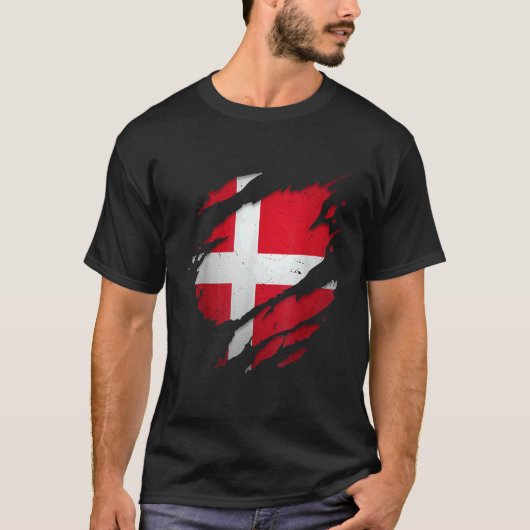 T-shirt Danmark Torn a arraché le drapeau danois (Devant)