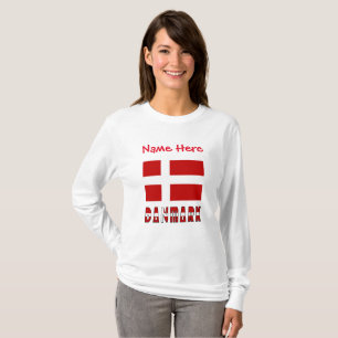 T-shirt Dannebrog o Danmark Personnalisation rouge