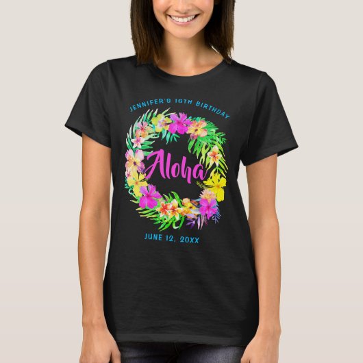 T-shirt d'anniversaire Aloha Tropical Hawaiian Lua (Devant)