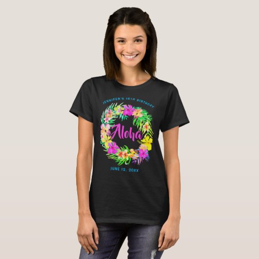 T-shirt d'anniversaire Aloha Tropical Hawaiian Lua (Devant entier)