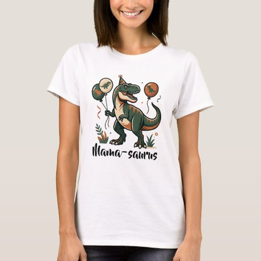 T-Shirt d'anniversaire de dinosaure Mama-saurus (Devant)