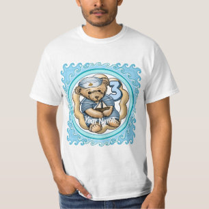 T-shirt d'anniversaire de l'ours de voile âgé de 3